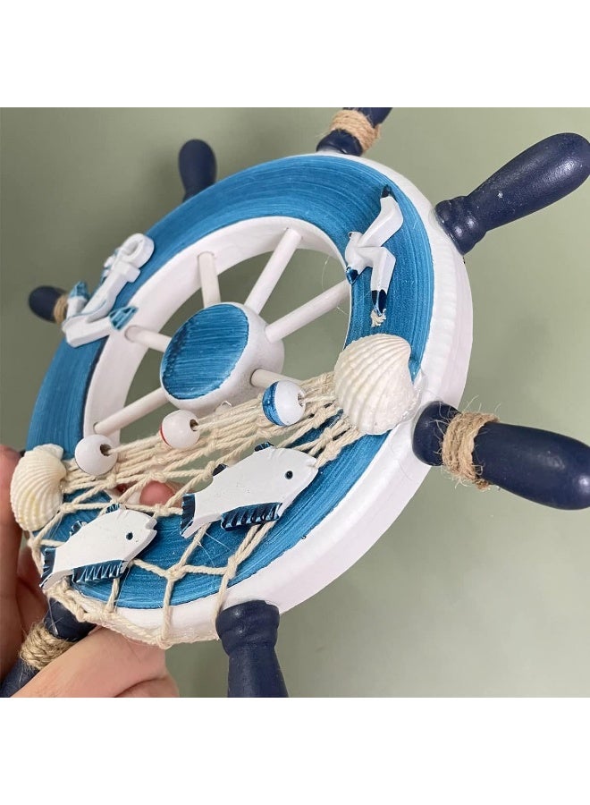 Nautical Wooden Ship Wheel Decoration Boat Ship Steering Wall Art Decor Wooden Ship Wheel Wall Hanging Ornament Beach Theme Home Decoration - Image 3